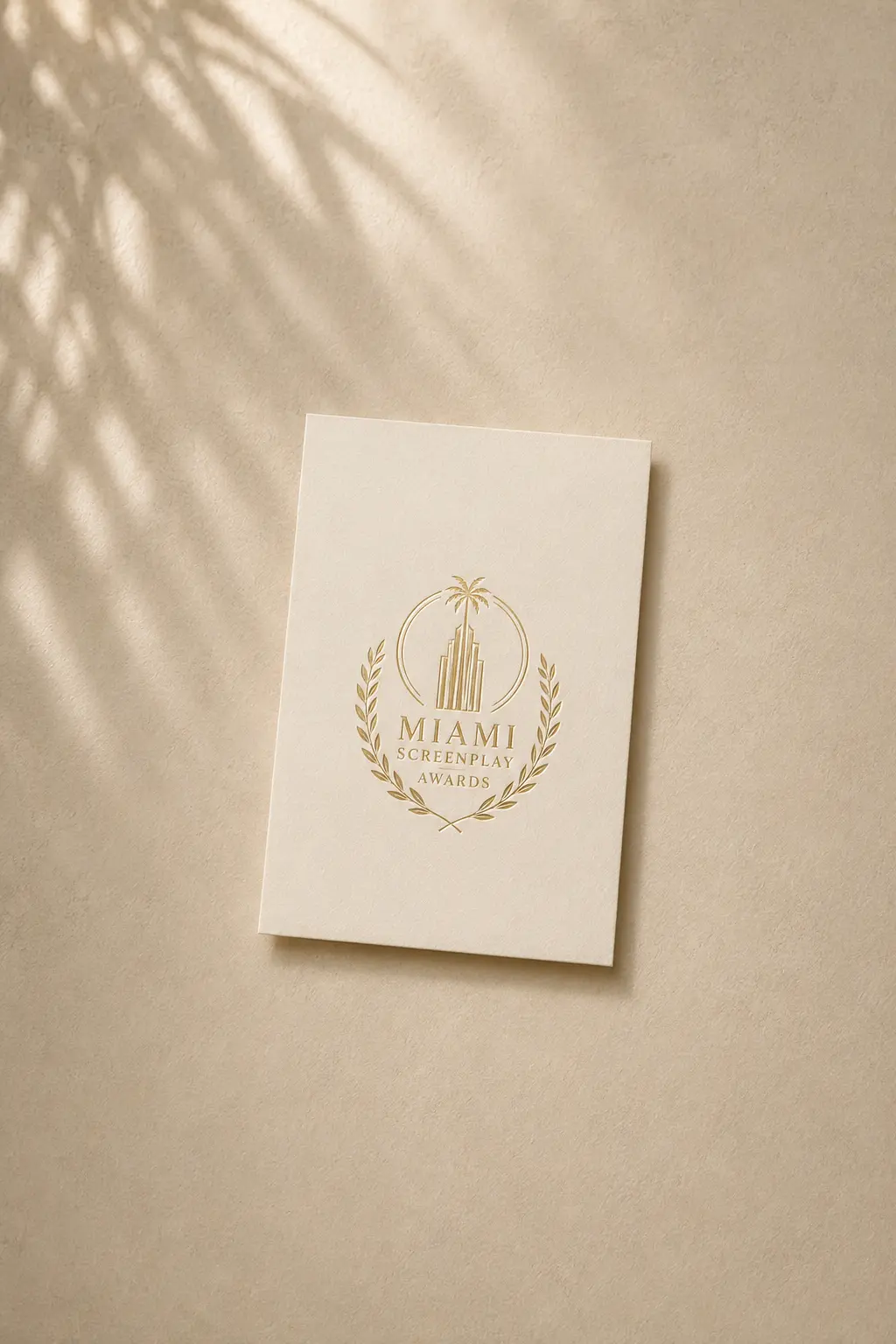 Símbolo do Miami Screenplay Awards em papel dourado